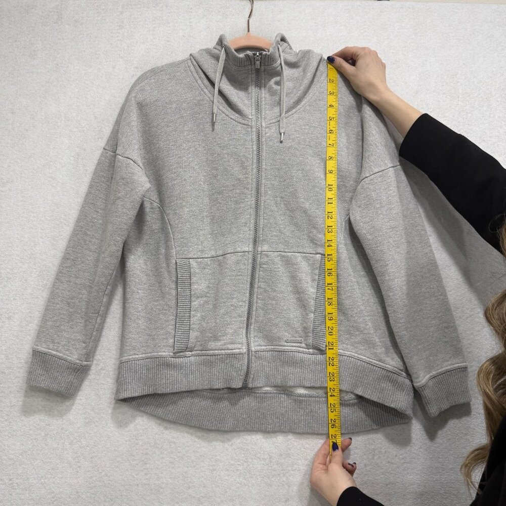 Athleta Hoodie Sweatshirt Womens Medium Gray Full Zip Hooded Jacket Cotton - Picture 4 of 11